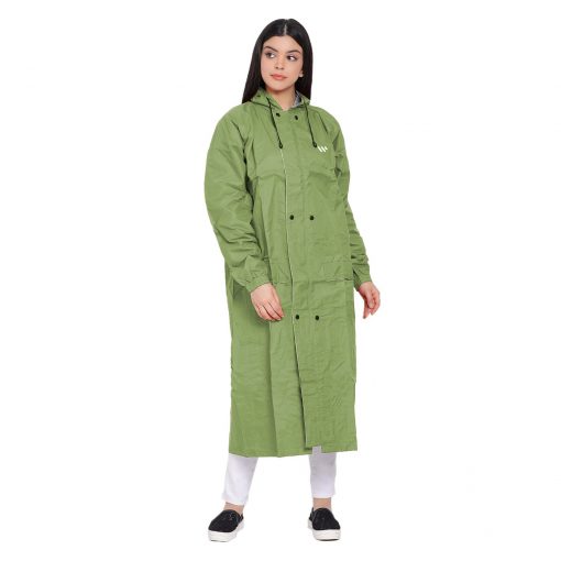 American Green Raincoat For Women With Adjustable Hood