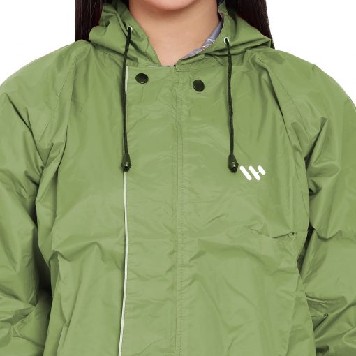 American Green Raincoat For Women With Adjustable Hood