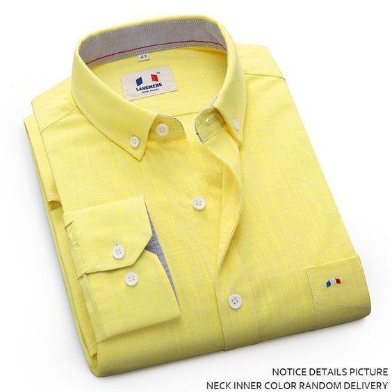 Attractive Man’S Slim Fit Plain Yellow Color Casual Shirt