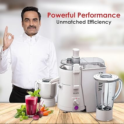 Sujata Powermatic Plus 900 Watts Juicer Mixer Grinder | 22000 Rotations Per Min | 90 Minutes Continuous Running | 2 Versatile Jars 1750 Ml And 1000 Ml