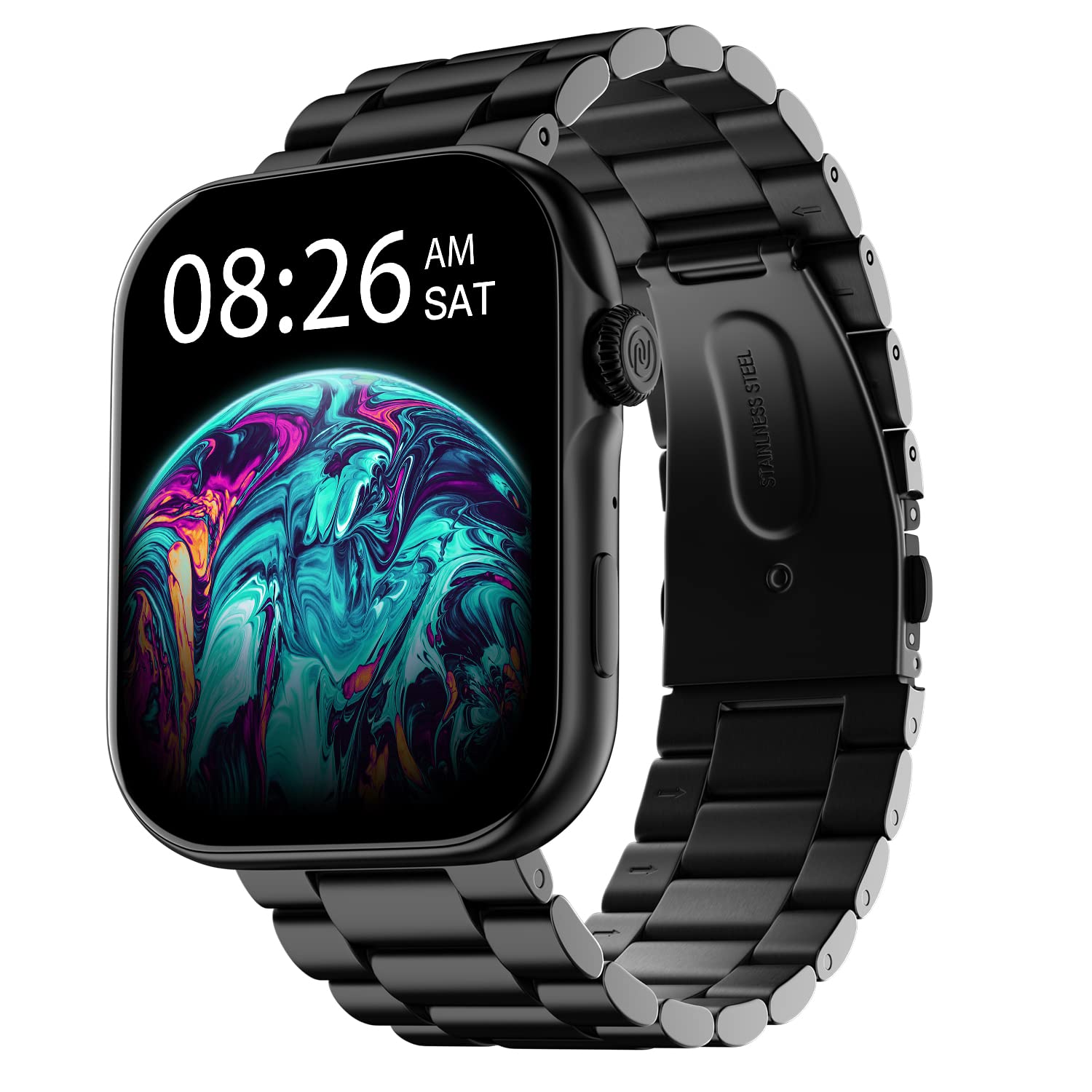 Noise ColorFit Ultra 3 Bluetooth Calling Smart Watch With Biggest 1 96 AMOLED Display Premium Metallic Build Functional Crown Gesture Control With Metallic Strap (Jet Black: Elite Edition)