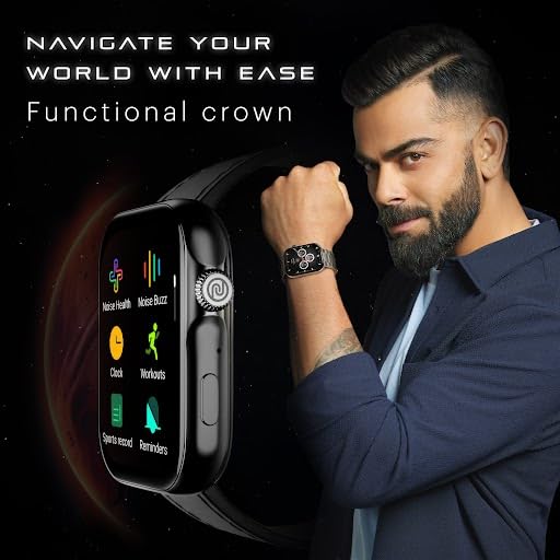 Noise ColorFit Ultra 3 Bluetooth Calling Smart Watch With Biggest 1 96 AMOLED Display Premium Metallic Build Functional Crown Gesture Control With Metallic Strap (Jet Black: Elite Edition)